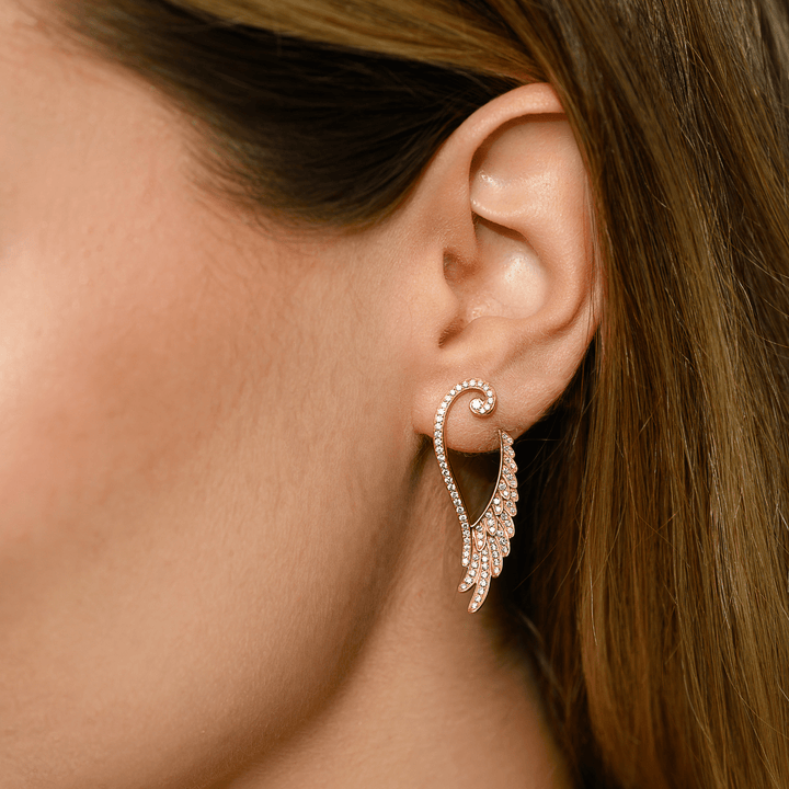 18K Rose Gold Garrard Wings Embrace Earrings - Gemaee UAE