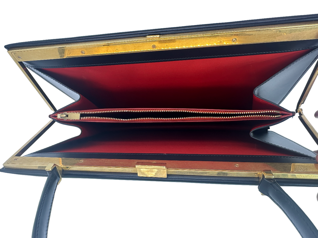 Céline Black Leather Clasp Top Handle Bag Gemaee UAE