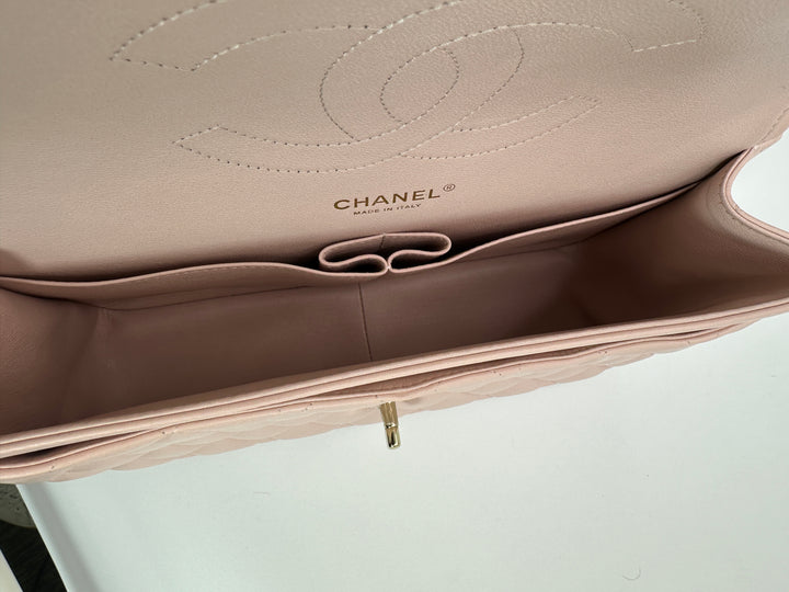 Chanel Lambskin Quilted Jumbo Double Flap Light Pink Bag