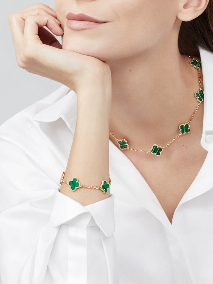 Van Cleef & Arpels Vintage Alhambra Bracelet 5 Motifs 18K Yellow Gold - Gemaee  UAE