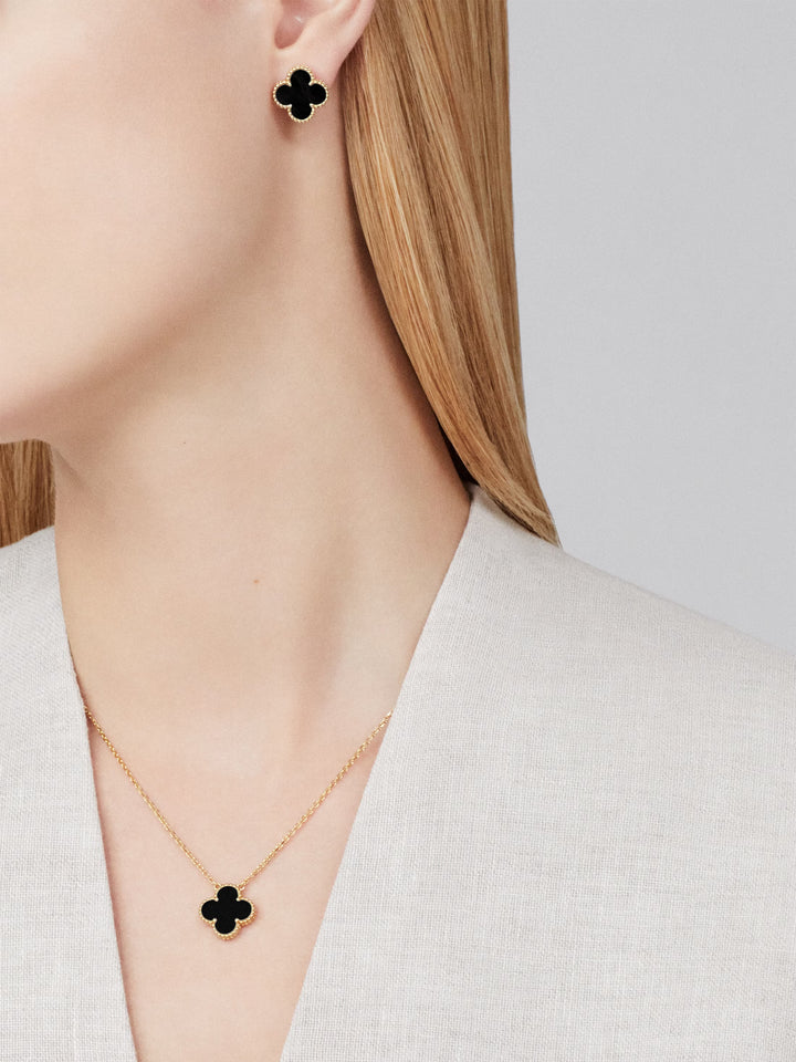 Van Cleef & Arpels Vintage Alhambra Pendant 18K Yellow Gold & Black Onyx - Gemaee  UAE
