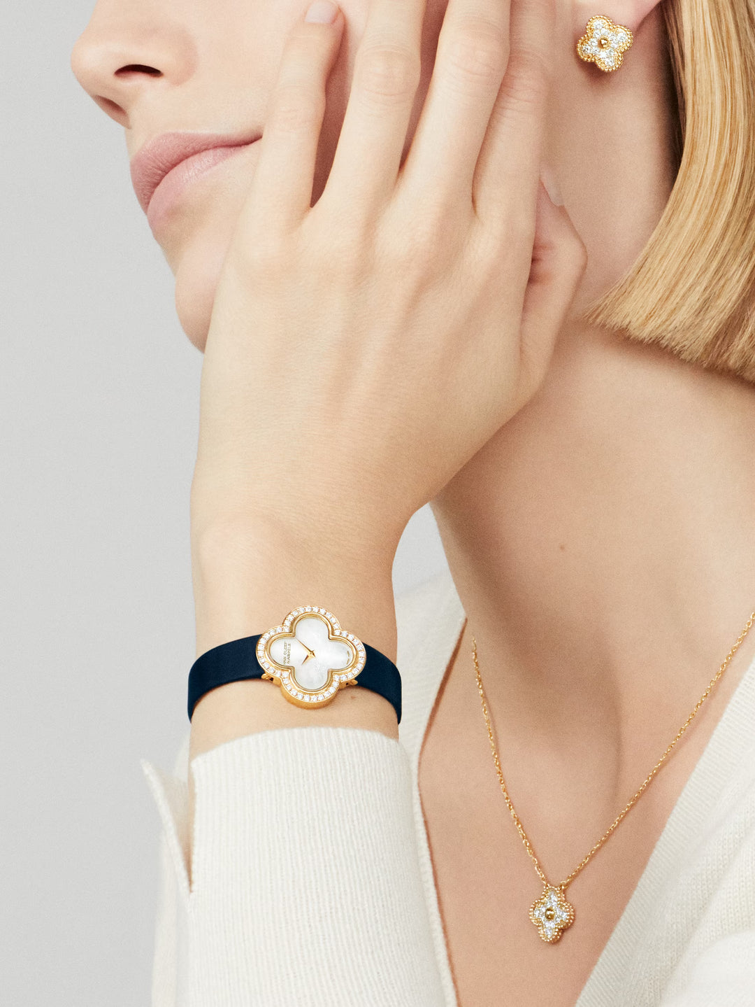 Van Cleef & Arpels Vintage Alhambra Earrings in 18K Yellow Gold with Diamonds - Gemaee  UAE