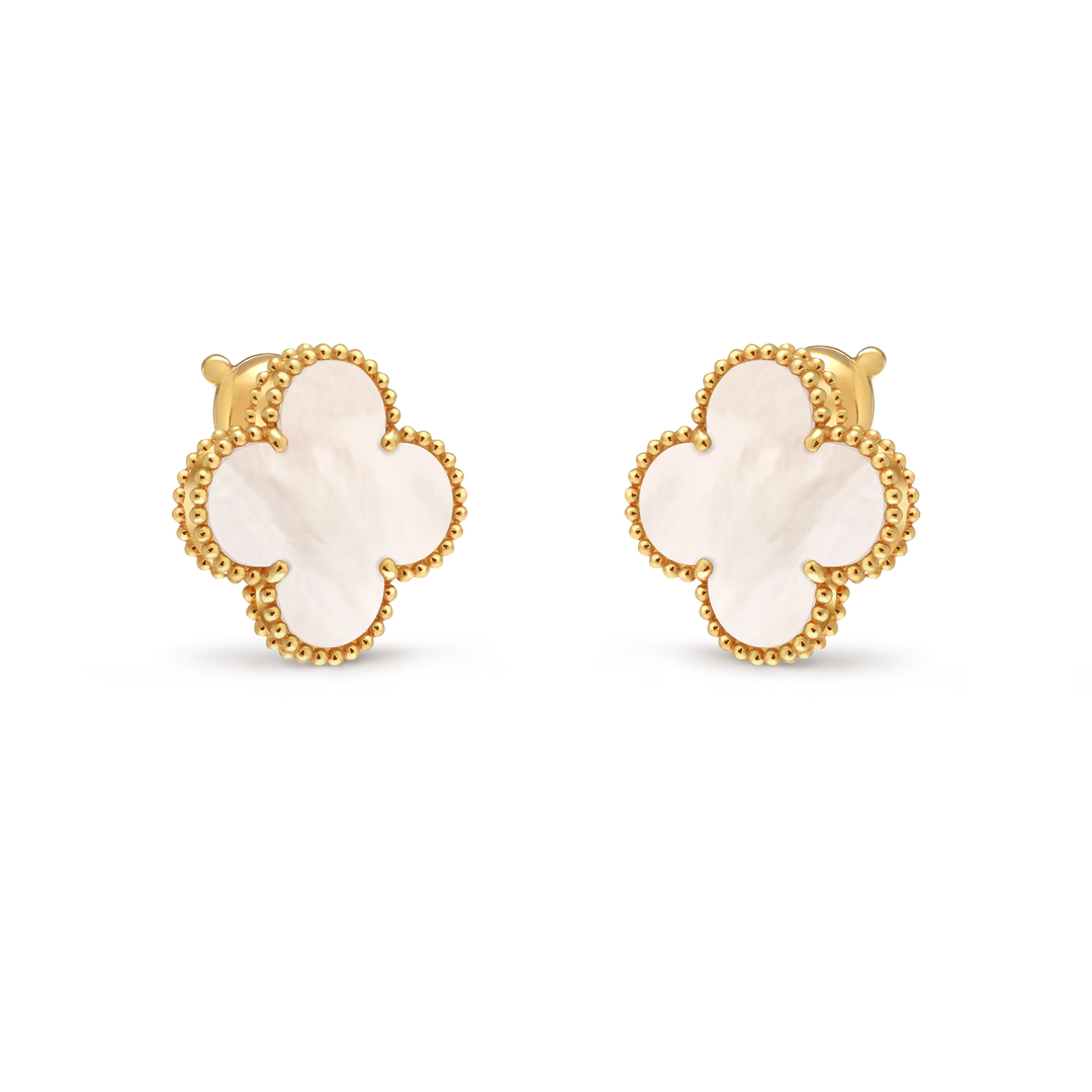Van Cleef & Arpels Magic Alhambra Single Motif Earrings in 18K Yellow Gold with Mother-of-Pearl - Gemaee  UAE