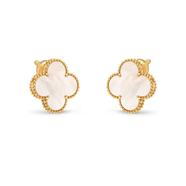 Van Cleef & Arpels Magic Alhambra Single Motif Earrings in 18K Yellow Gold with Mother-of-Pearl - Gemaee  UAE