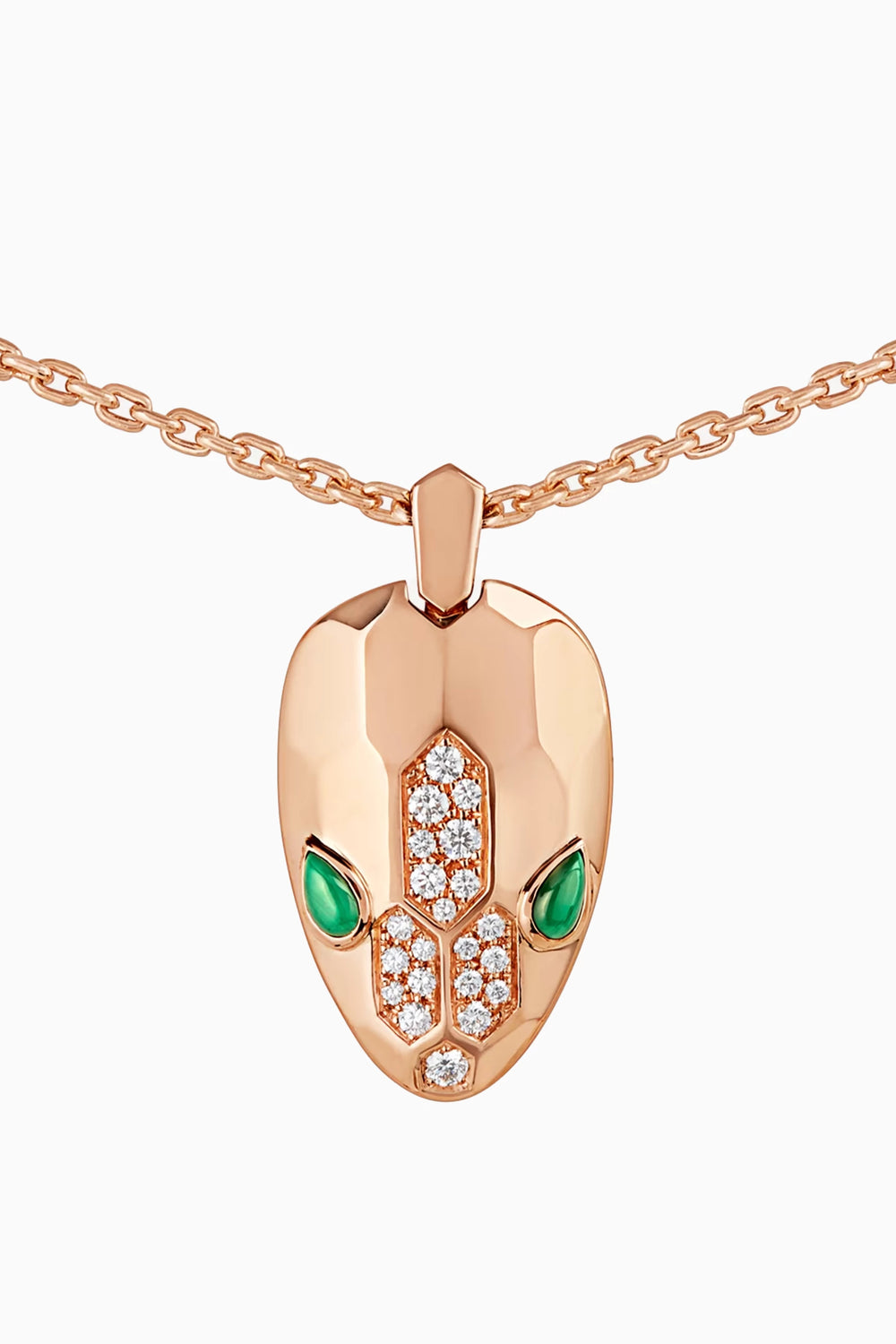 Bulgari Serpenti Malachite Pavé Diamond Necklace in 18K Rose Gold - Gemaee  UAE