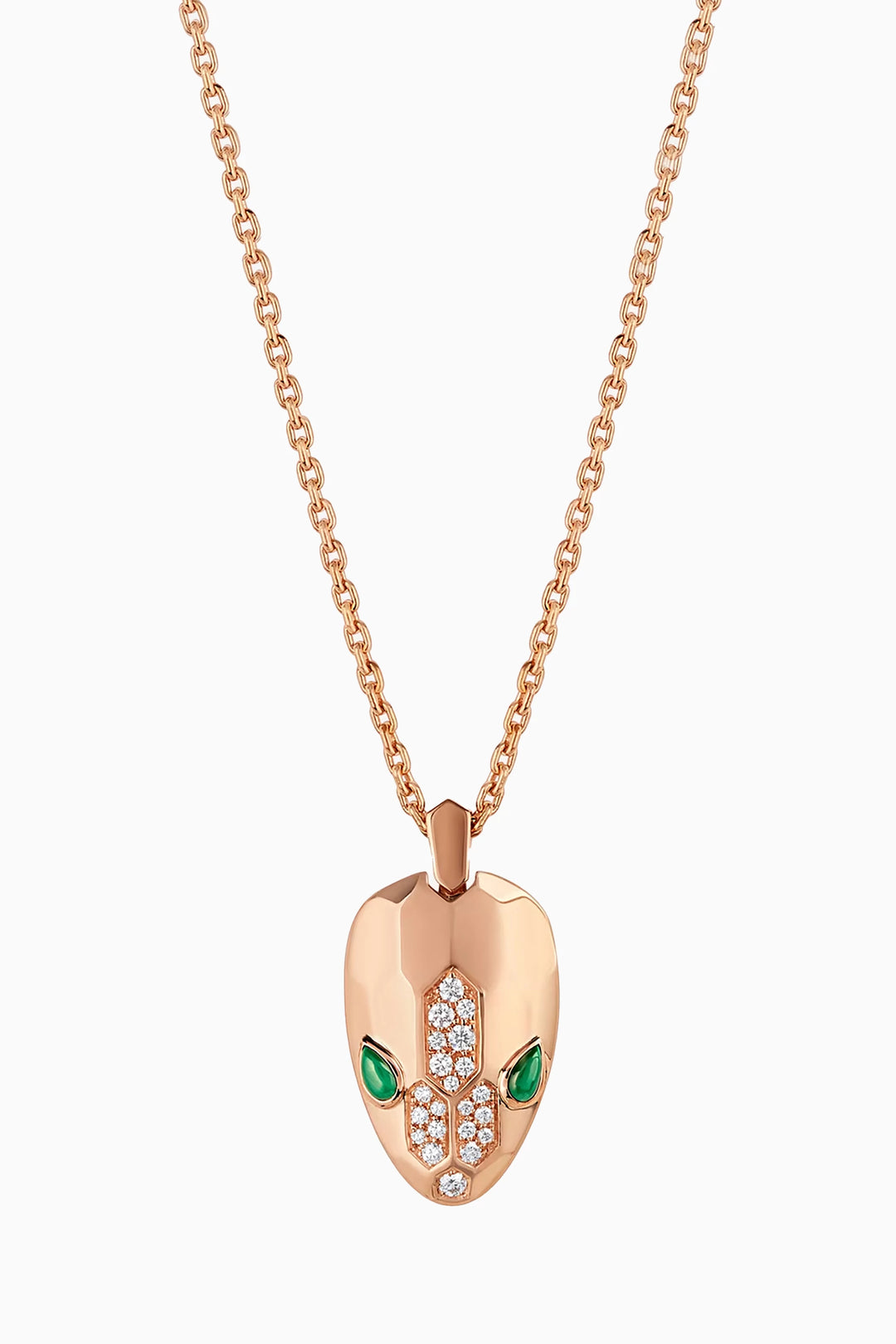 Bulgari Serpenti Malachite Pavé Diamond Necklace in 18K Rose Gold - Gemaee  UAE
