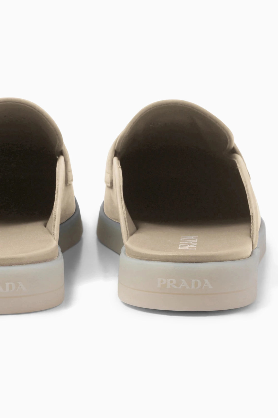 Prada Light Taupe Suede Saint Tropez Mules