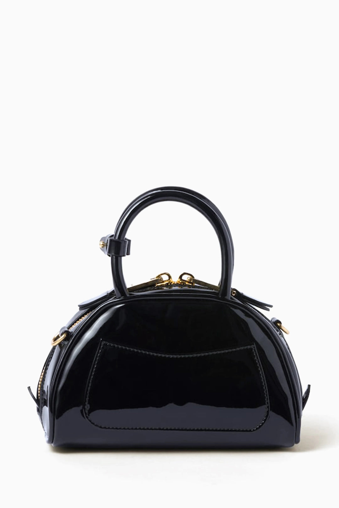 Miu Miu Top-Handle Bag in Black Patent Leather with Gold-Tone Hardware - Gemaee  UAE