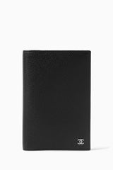 CHANEL Bifold Wallet in Black Calfskin Leather with Silver Tone Hardware