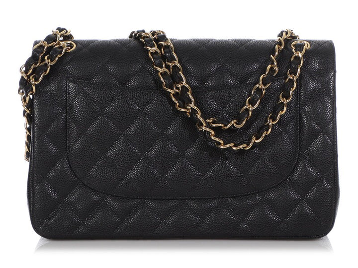 Chanel Jumbo Classic Double Flap Bag Black Caviar Gold Hardware - Gemaee  UAE