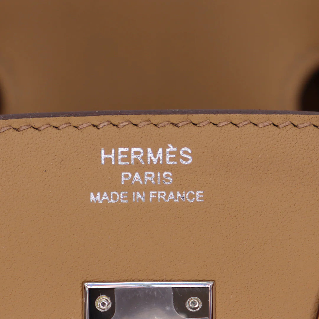 Hermès Birkin 25 in Biscuit Toile H and Swift Leather with Palladium Hardware Handbag