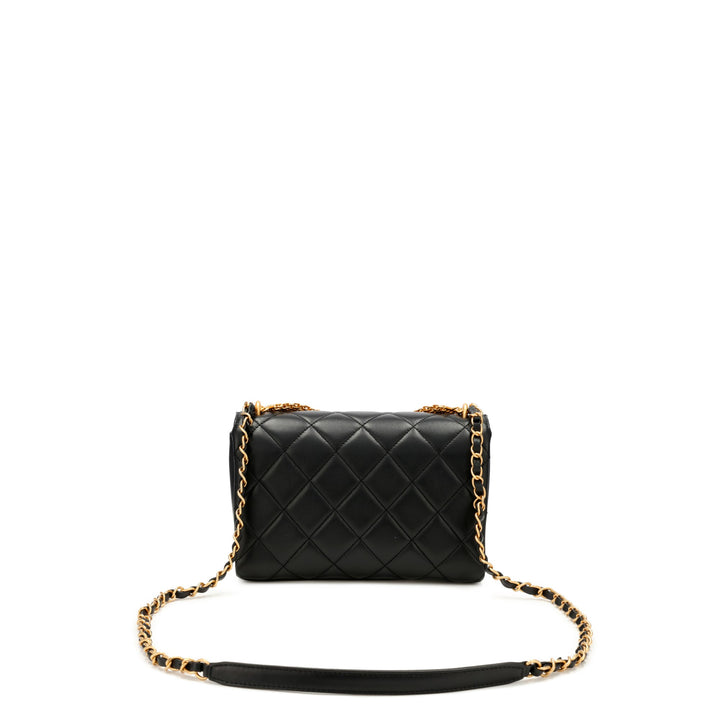 Chanel Small Classic Flap Bag in Black Quilted Lambskin with Strass and Gold-Tone Hardware
