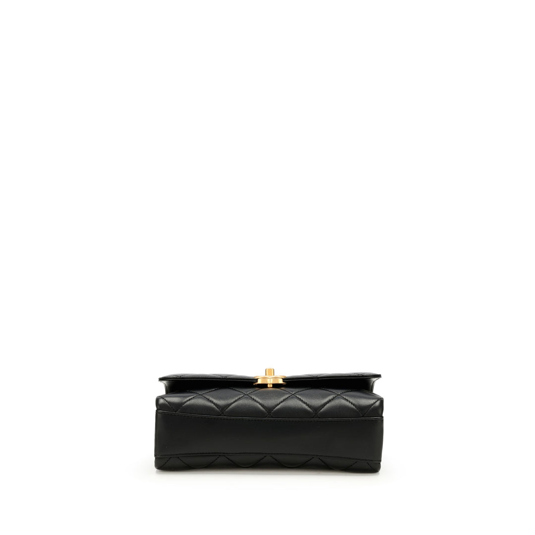 Chanel Small Classic Flap Bag in Black Quilted Lambskin with Strass and Gold-Tone Hardware