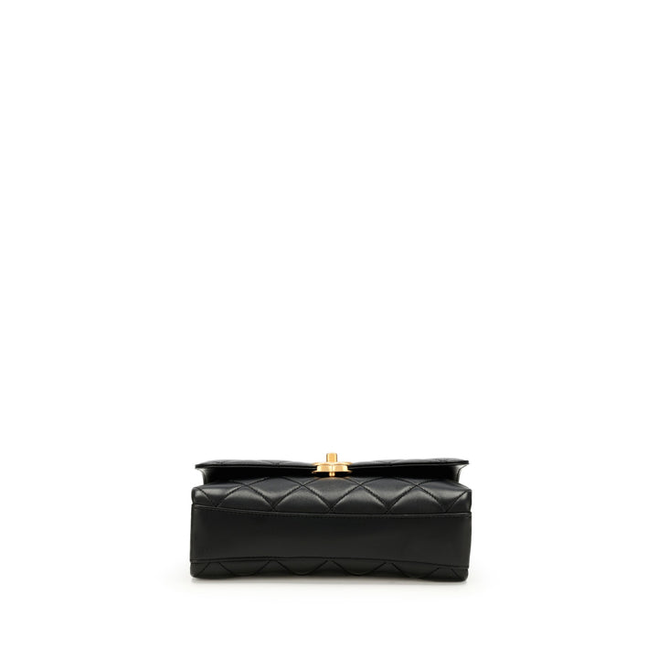 Chanel Small Classic Flap Bag in Black Quilted Lambskin with Strass and Gold-Tone Hardware