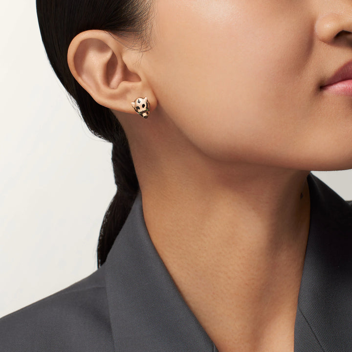 Cartier Panthère de Cartier Stud Earrings in 18K Rose Gold with Black Lacquer, Tsavorite Garnets and Onyx