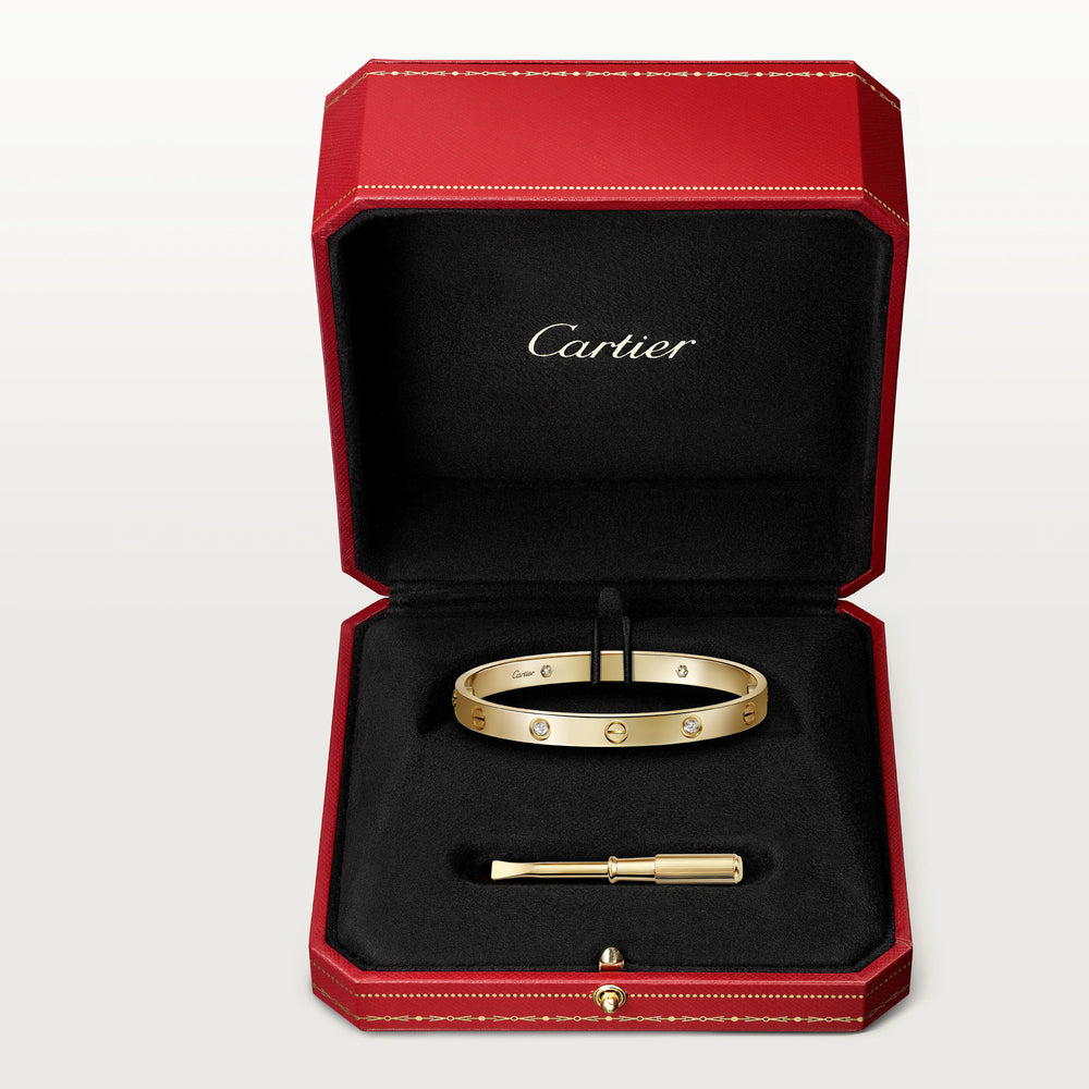Cartier LOVE Bracelet Classic Model in 18K Yellow Gold with 4 Diamonds - Gemaee  UAE