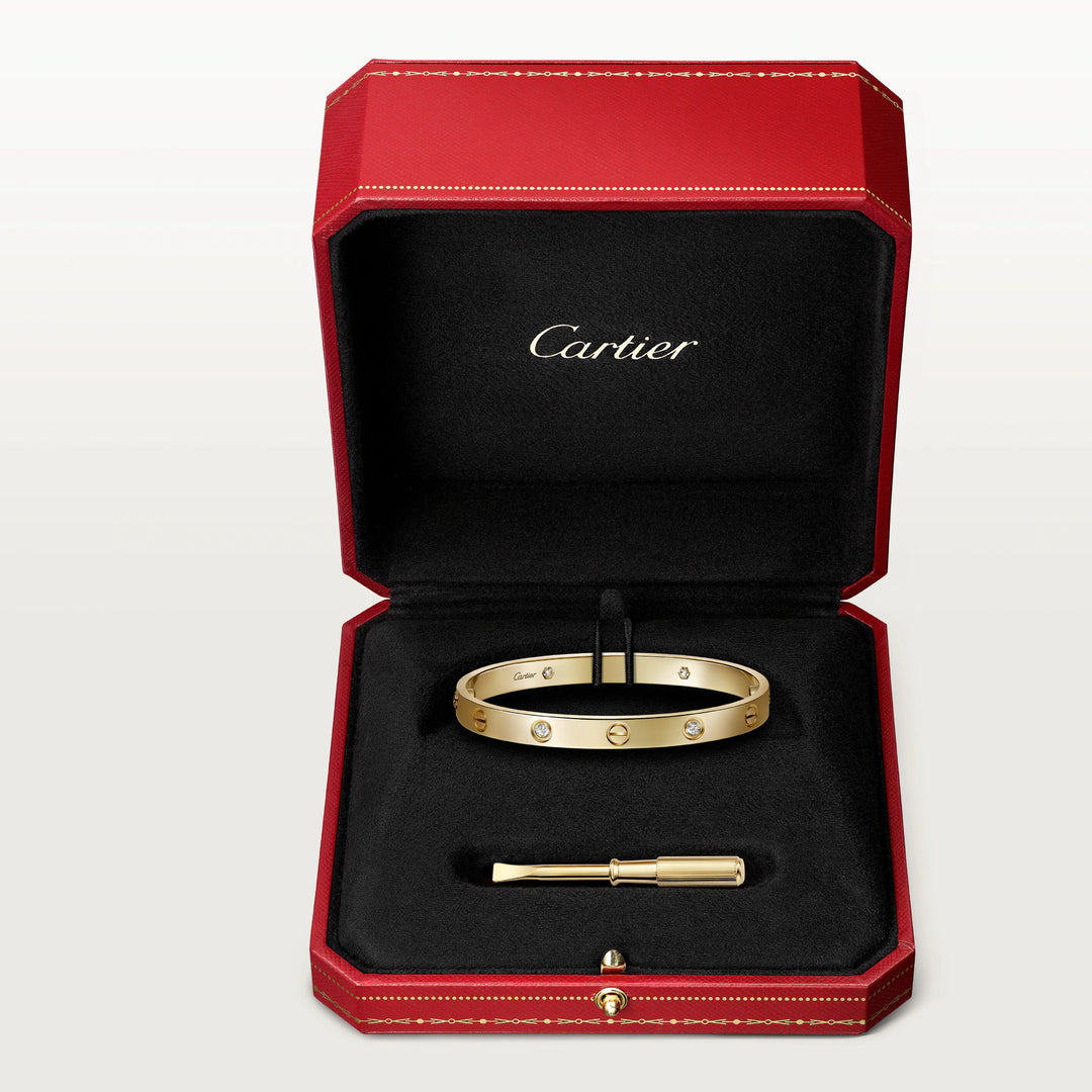 Cartier LOVE Bracelet Classic Model in 18K Yellow Gold with 4 Diamonds - Gemaee  UAE