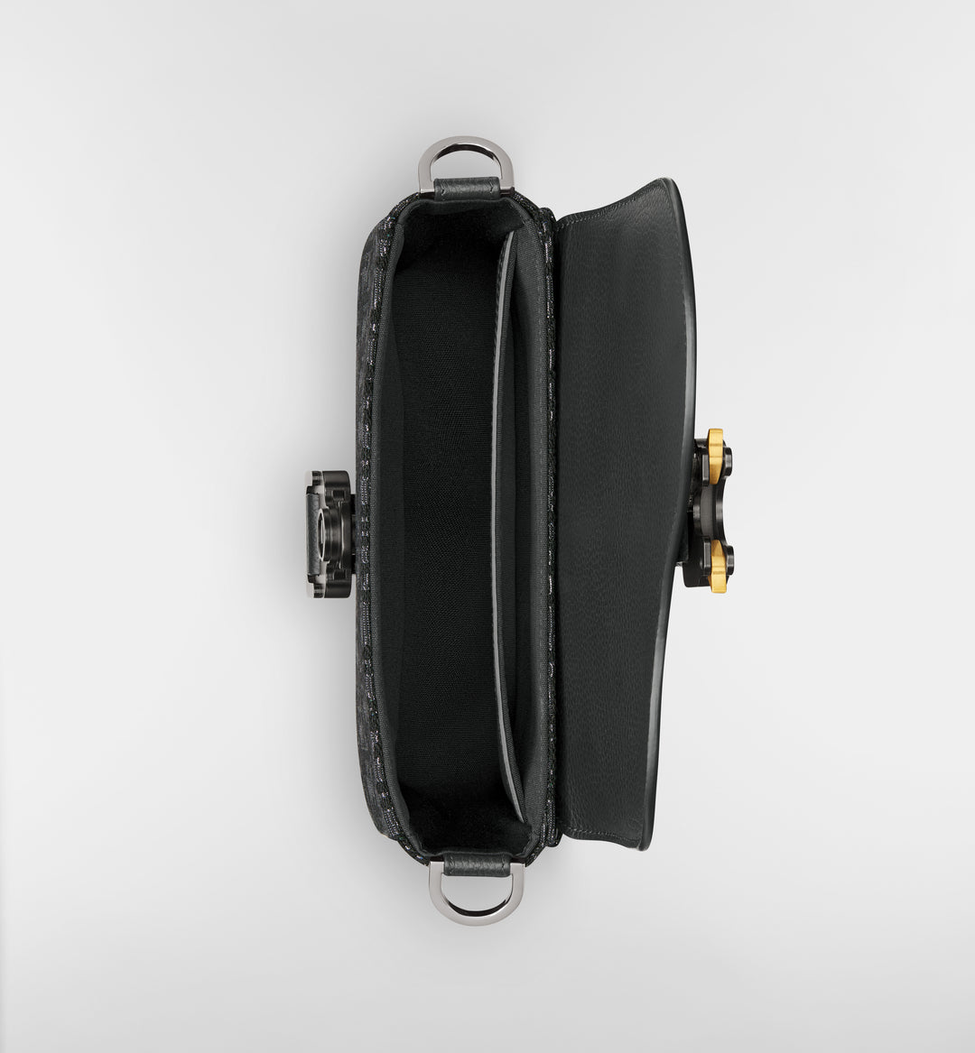 Dior Mini Saddle Messenger Bag Dior Oblique Jacquard with Black Grained Calfskin Flap