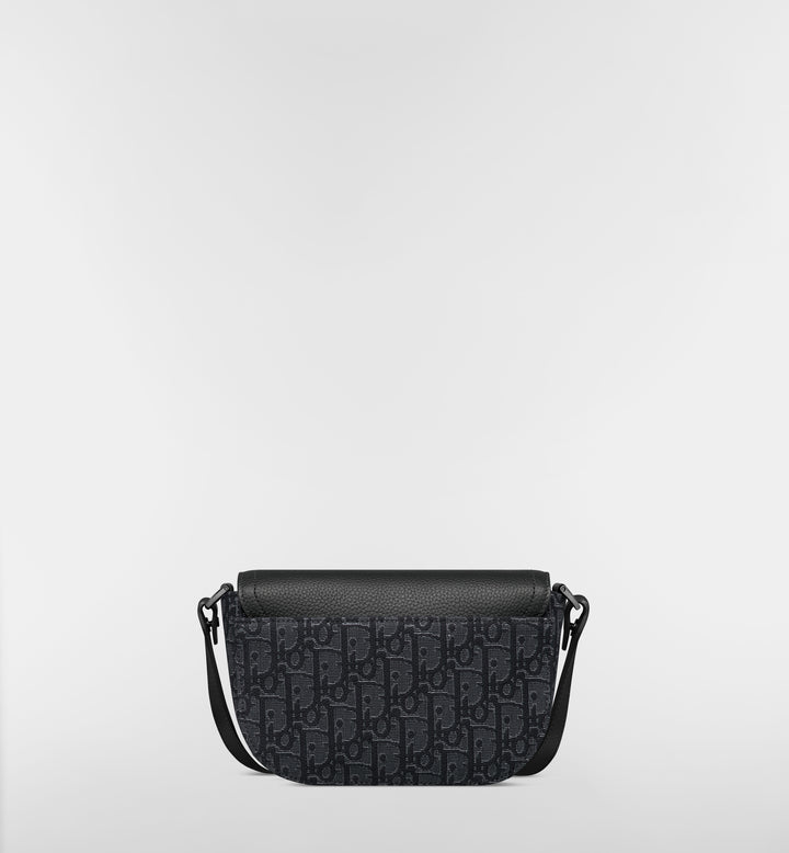 Dior Mini Saddle Messenger Bag Dior Oblique Jacquard with Black Grained Calfskin Flap