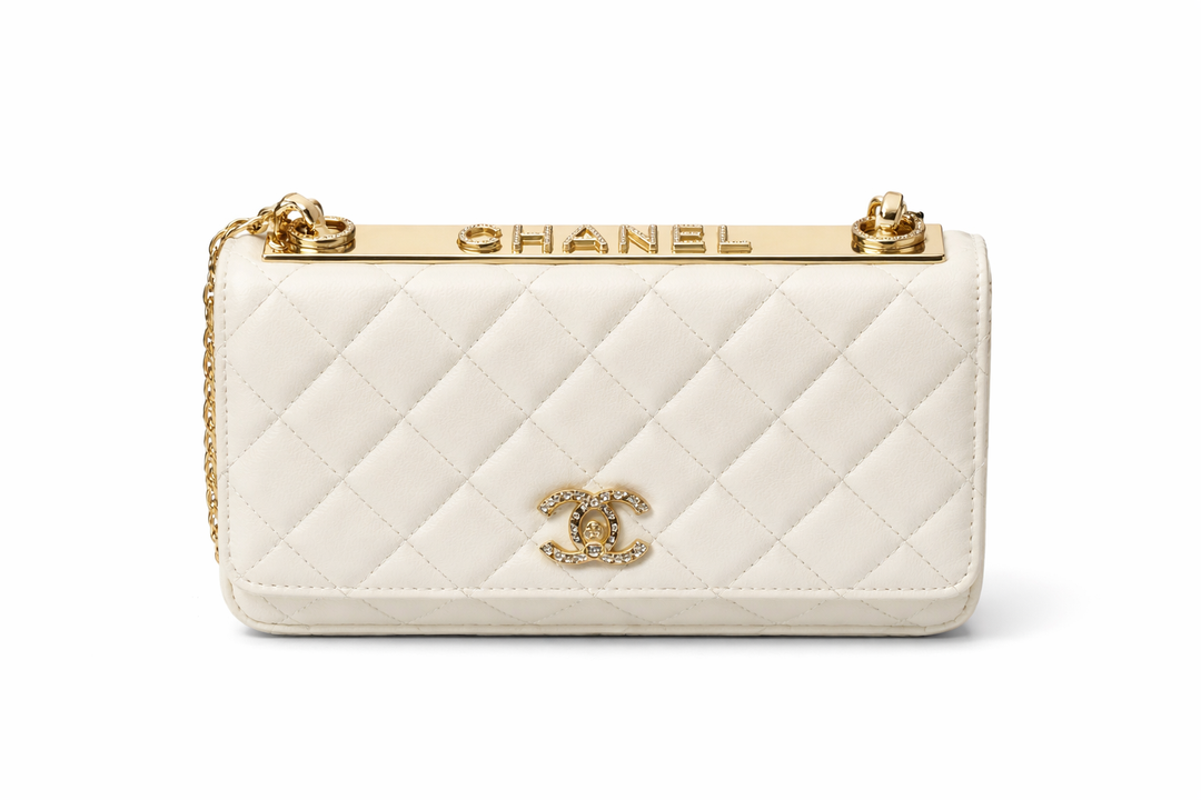 Chanel Trendy CC WOC White Quilted Lambskin with Champagne Gold Hardware - Gemaee  UAE