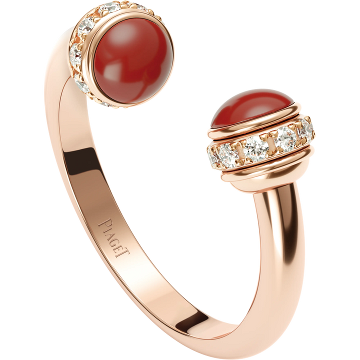 Piaget Possession Open Ring in 18K Rose Gold with Red Carnelian & Diamonds