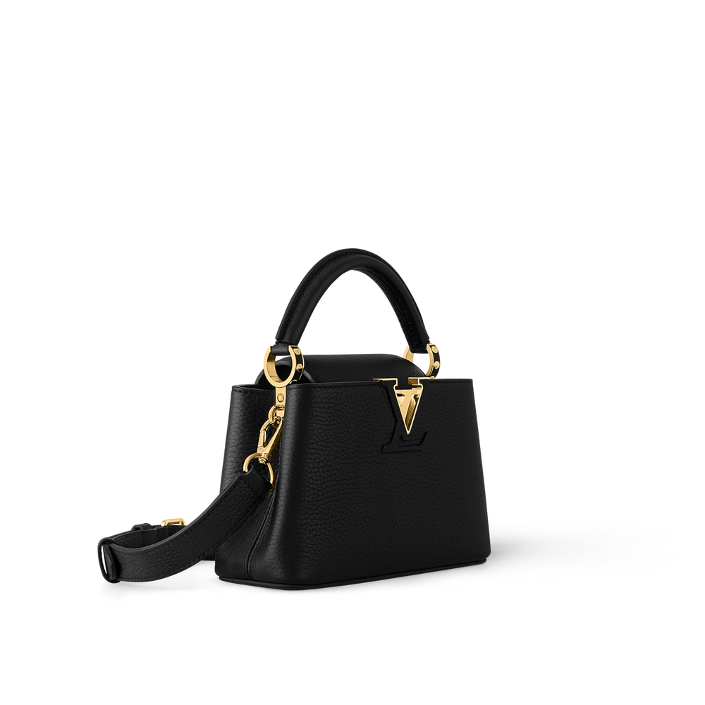 Louis Vuitton Black Leather Capucines Mini Bag - Gemaee  UAE