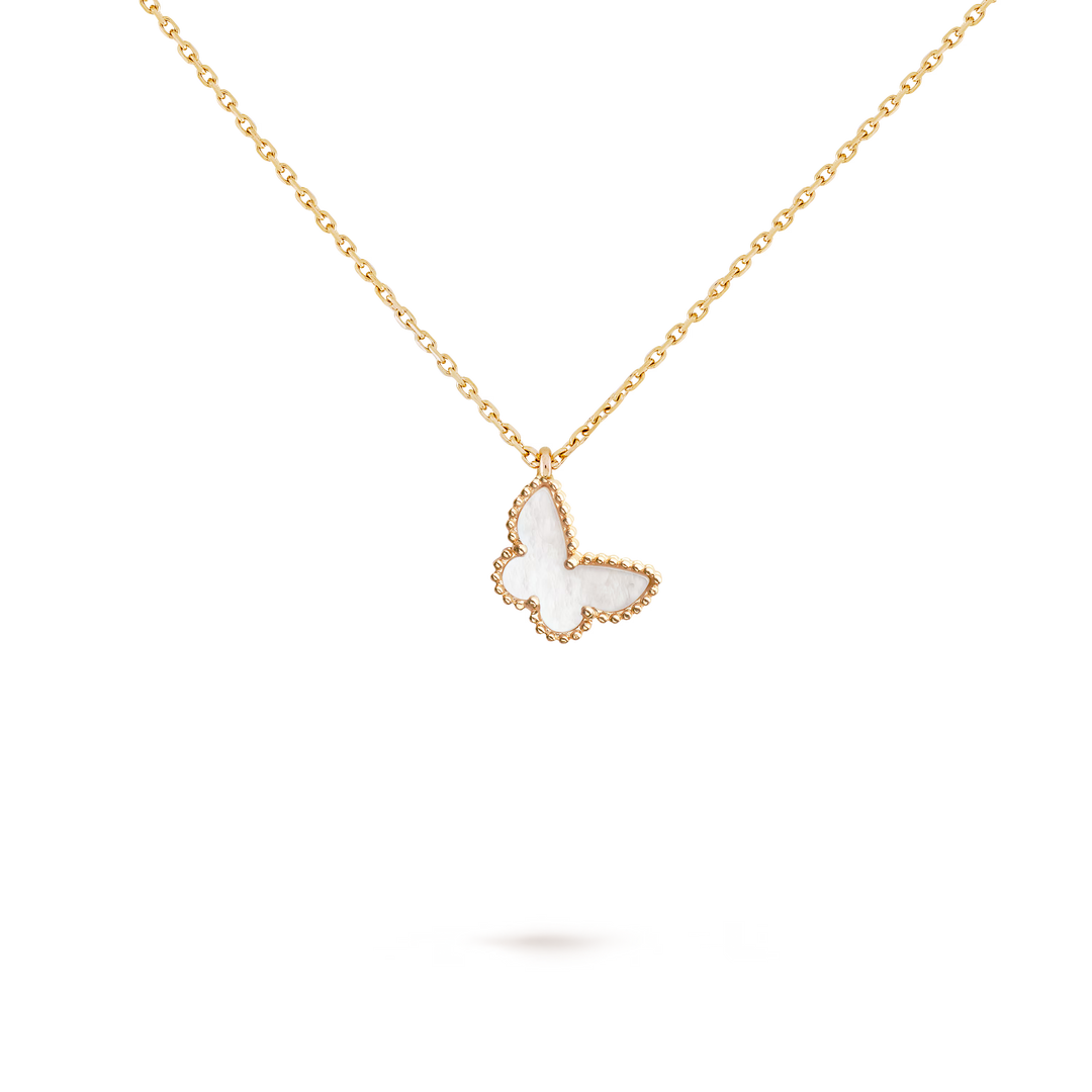 Van Cleef & Arpels Sweet Butterflies Mother-of-Pearl Pendant Necklace in 18K Yellow Gold - Gemaee  UAE