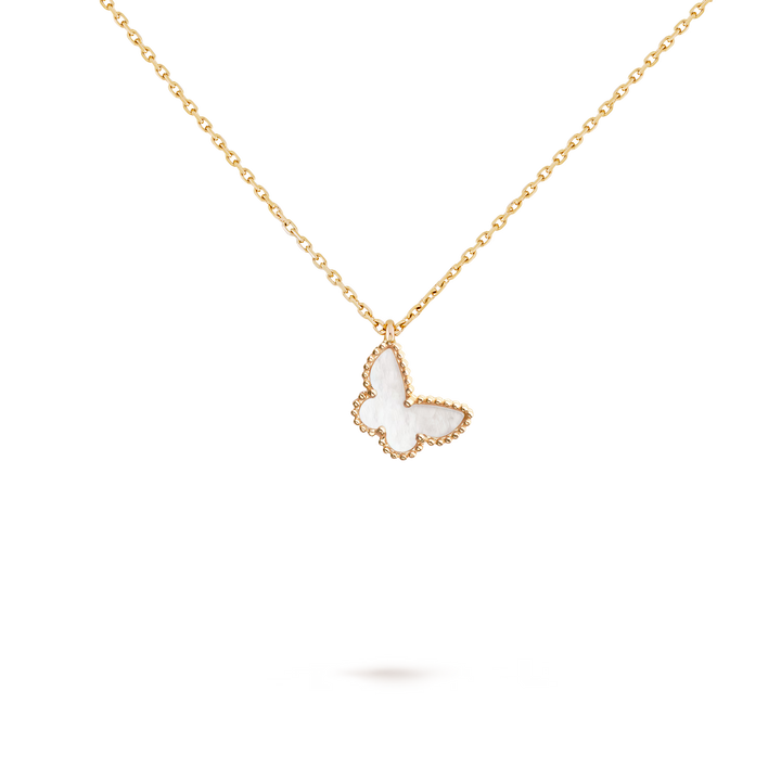 Van Cleef & Arpels Sweet Butterflies Mother-of-Pearl Pendant Necklace in 18K Yellow Gold - Gemaee  UAE