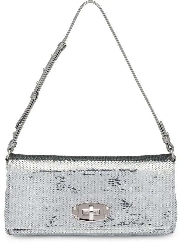 Miu Miu Silver Glitter Sequin Shoulder Bag