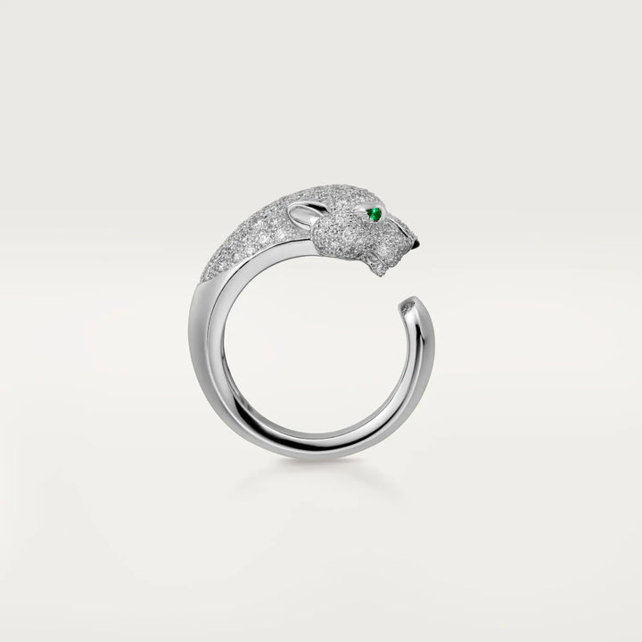 Cartier Panthère de Cartier Medium Model Half‑Pavé Diamond Ring in 18K White Gold