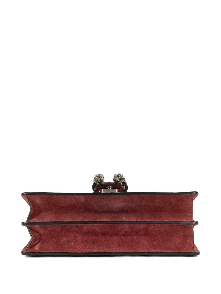 Gucci Dionysus Blooms Small Burgundy Beige GG Supreme Canvas Shoulder Bag with Antique Silver Tone Hardware