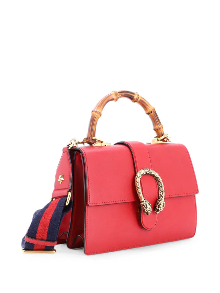 Gucci Dionysus Medium Bamboo Top Handle Bag in Red Leather