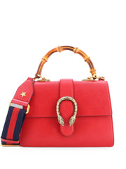 Gucci Dionysus Medium Bamboo Top Handle Bag in Red Leather