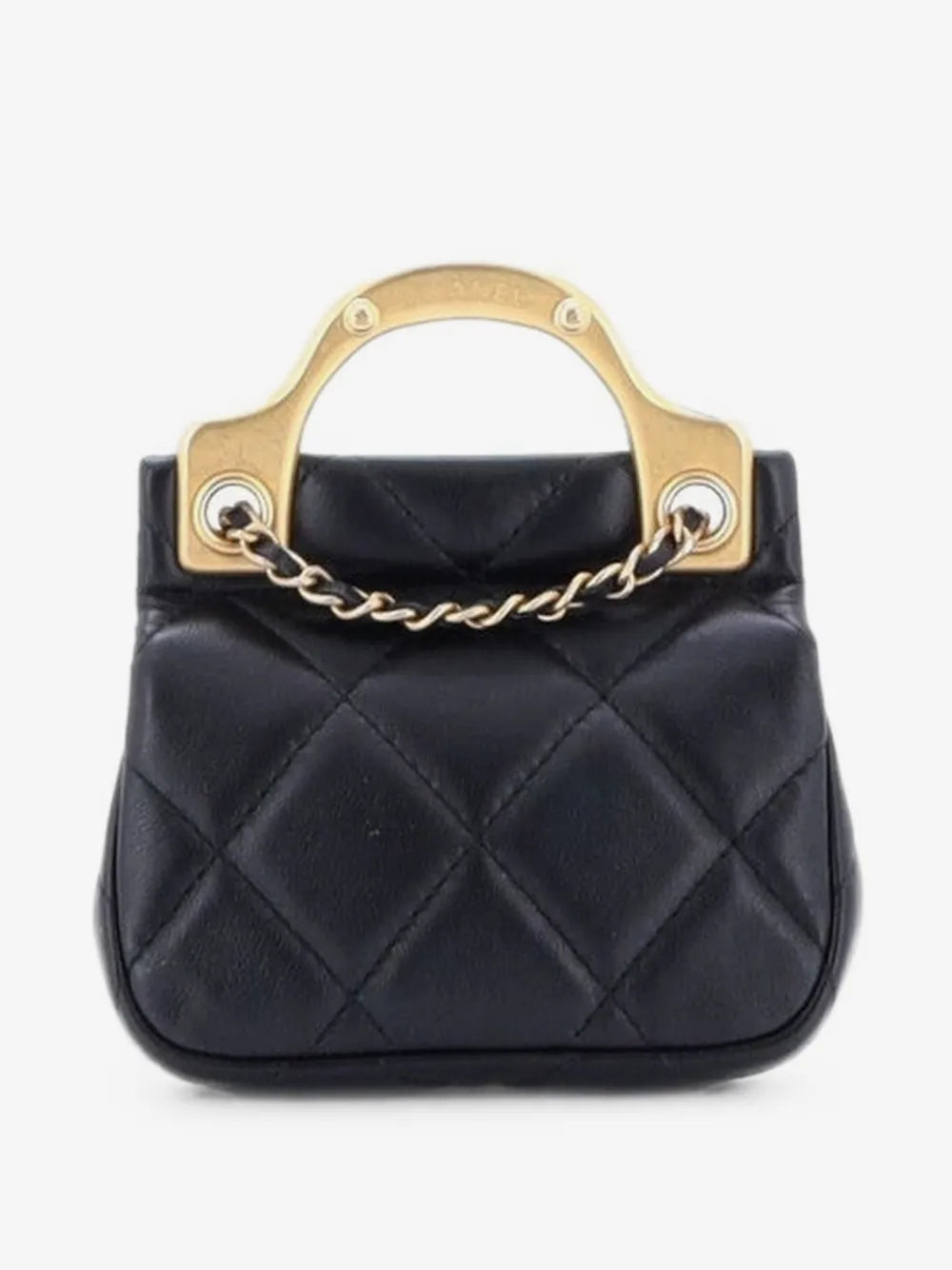 Chanel Black Lady Handle Flap Card Holder on Chain Quilted Calfskin Clutch Bag