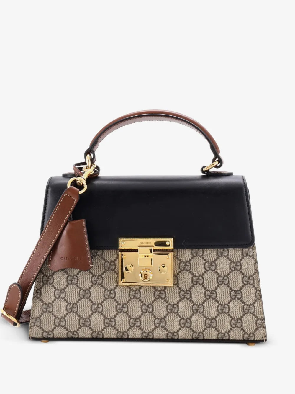 Gucci Padlock Top Handle Bag GG Coated Canvas And Leather Small Satchel