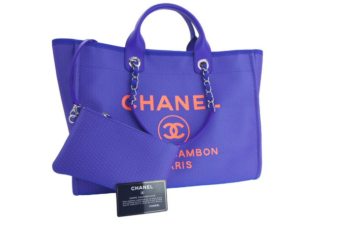 Chanel Mixed Fibers Medium Deauville Tote Blue Orange Bag - Gemaee  UAE