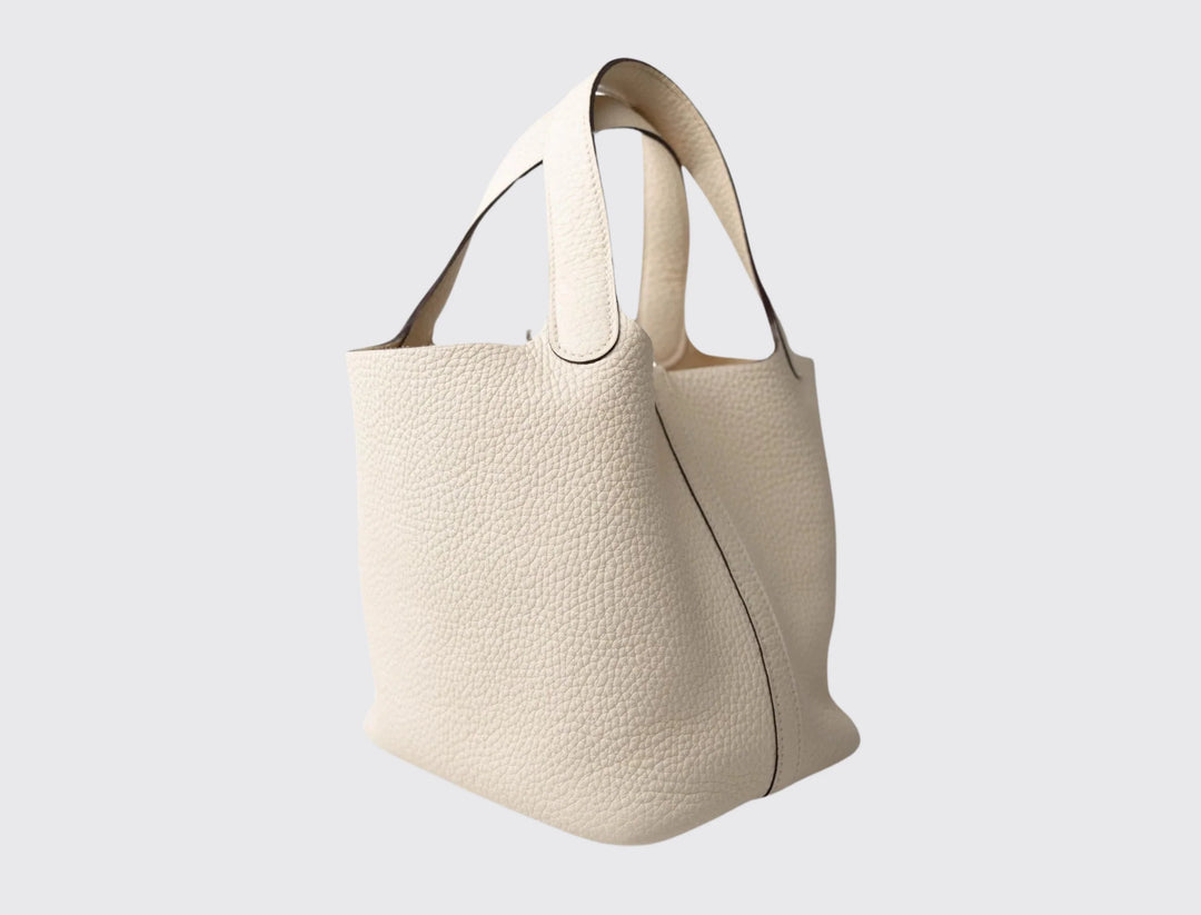 Hermès Picotin Lock 18 Clemence Leather Bag in Nata with Palladium Hardware
