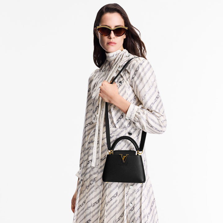 Louis Vuitton Black Leather Capucines Mini Bag - Gemaee  UAE