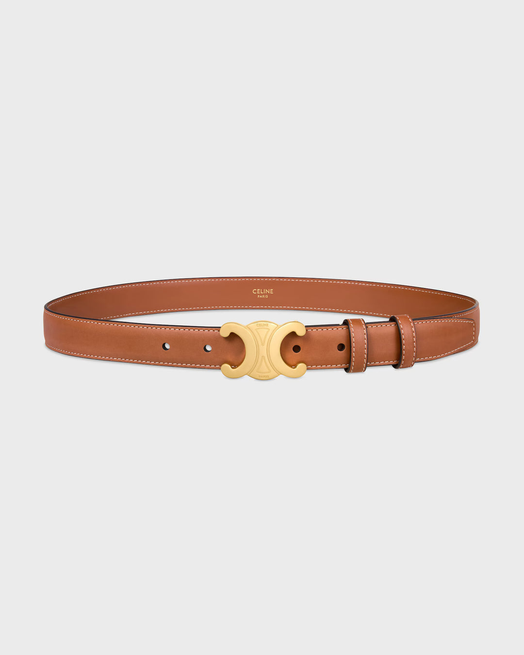 Céline Triomphe 25mm Belt in Natural Calfskin with Gold Finish Buckle