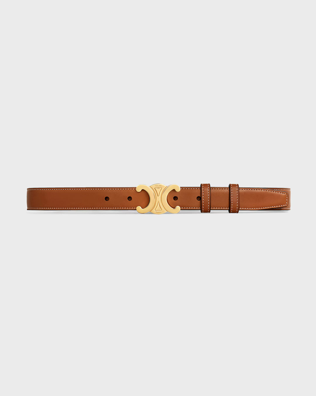 Céline Triomphe 25mm Belt in Natural Calfskin with Gold Finish Buckle