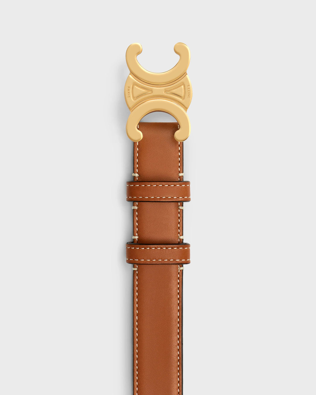 Céline Triomphe 25mm Belt in Natural Calfskin with Gold Finish Buckle