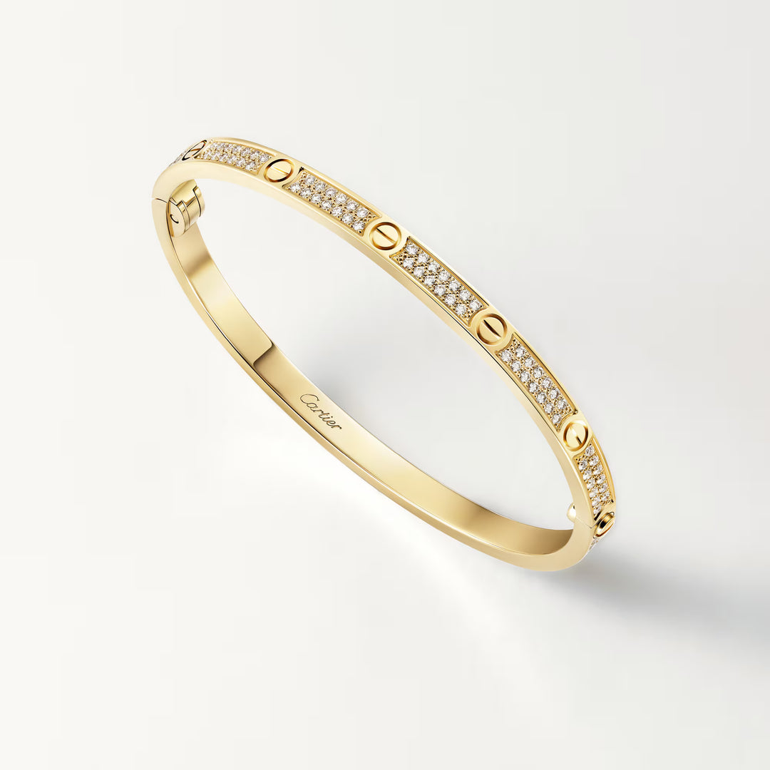 Cartier Love Bracelet Small Model Pavé in 18K Yellow Gold with Diamonds - Gemaee  UAE