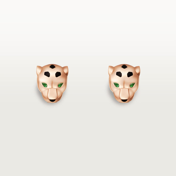Cartier Panthère de Cartier Stud Earrings in 18K Rose Gold with Black Lacquer, Tsavorite Garnets and Onyx