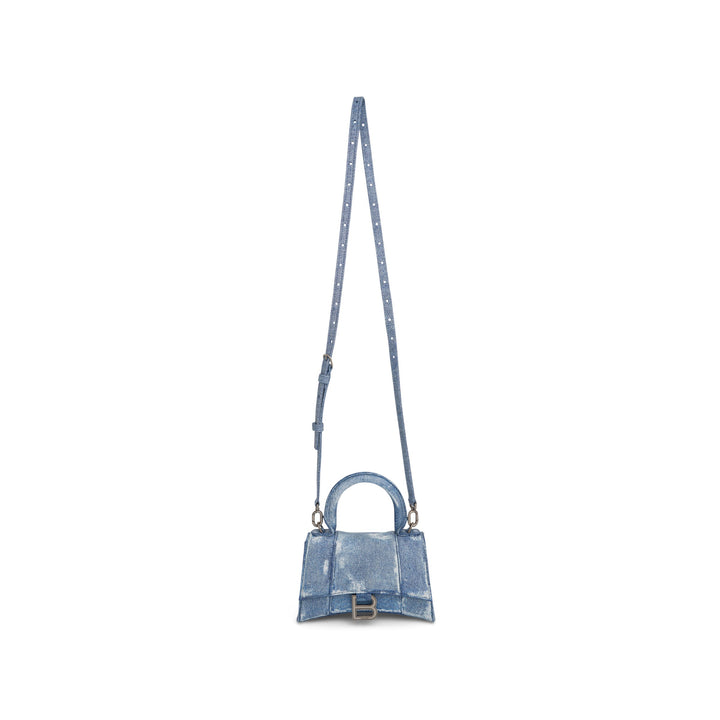 Balenciaga Hourglass Handbag in Denim Printed in Blue