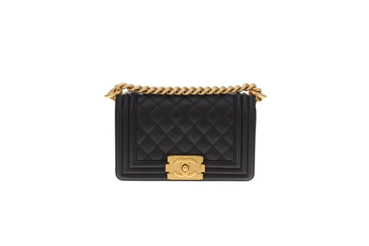 Chanel Boy Small Bag in Black Lambskin with Gold-Tone Hardware
