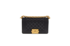 Chanel Boy Small Bag in Black Lambskin with Gold-Tone Hardware