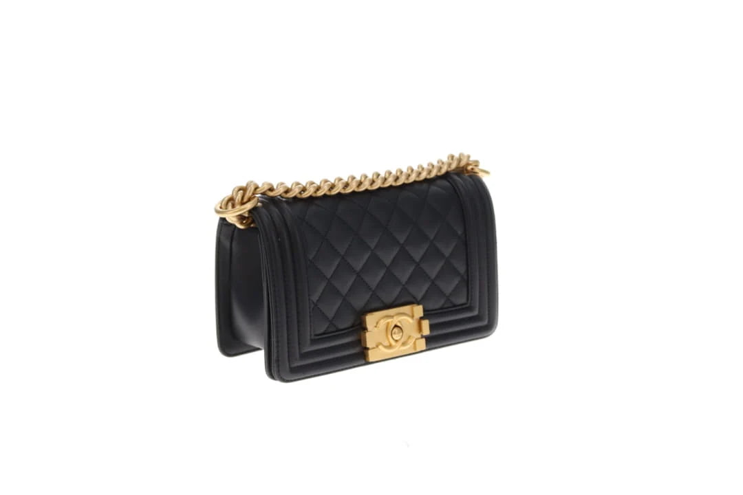Chanel Boy Small Bag in Black Lambskin with Gold-Tone Hardware