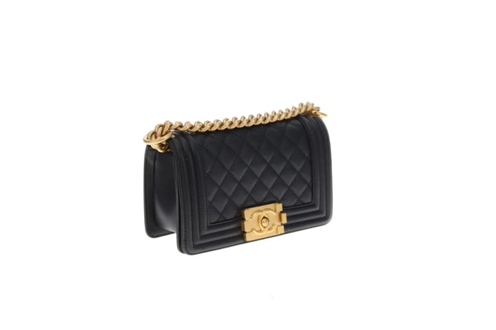 Chanel Boy Small Bag in Black Lambskin with Gold-Tone Hardware
