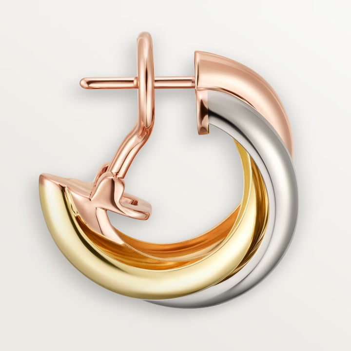 Cartier Trinity Earrings Classic Model in 18K White Yellow and Rose Gold