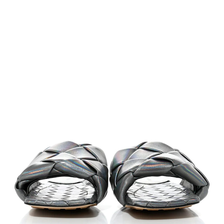 Bottega Veneta Laser Nappa Maxi Intrecciato Lido Flat Sandals Oyster